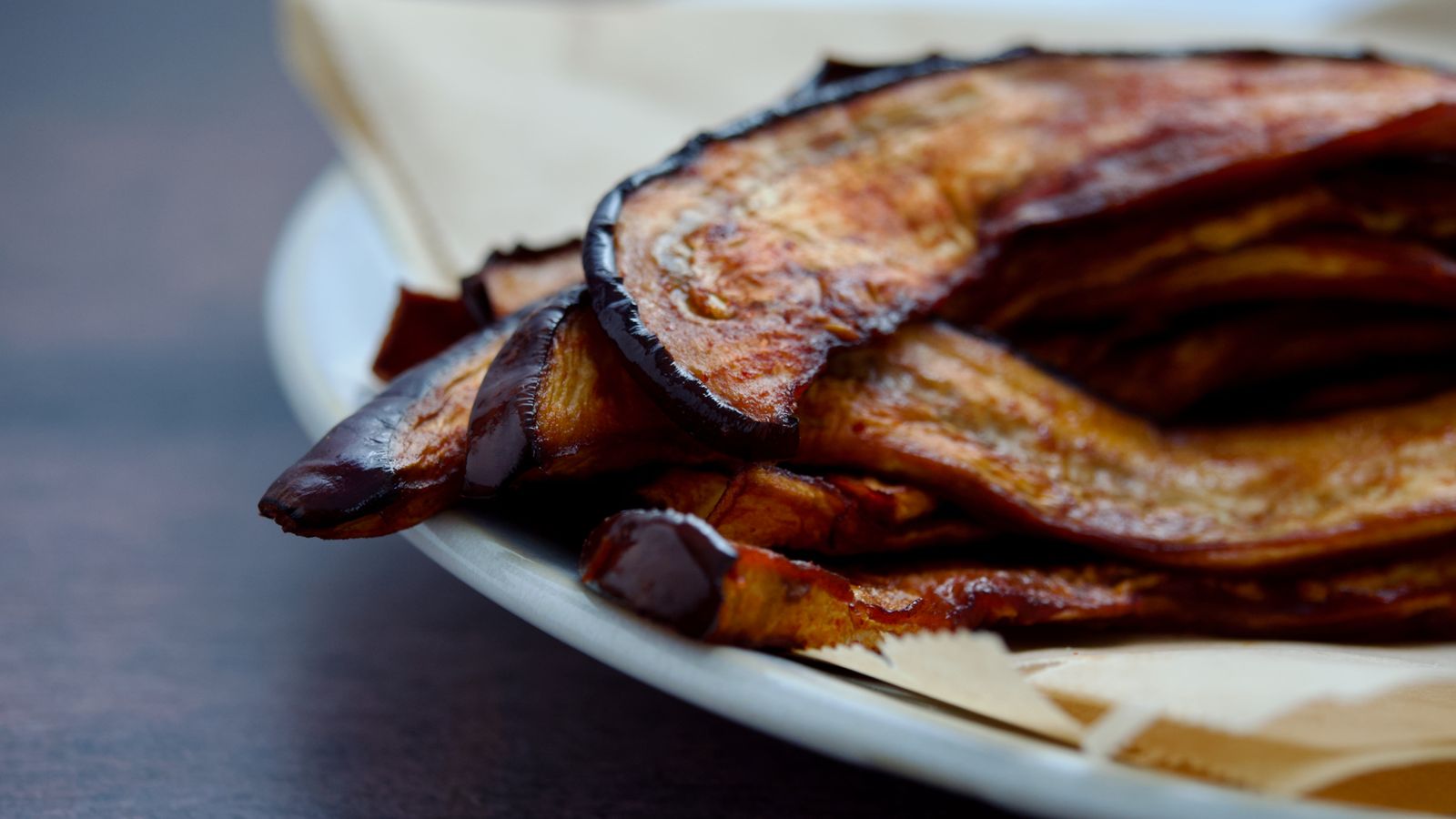 Aubergine bacon